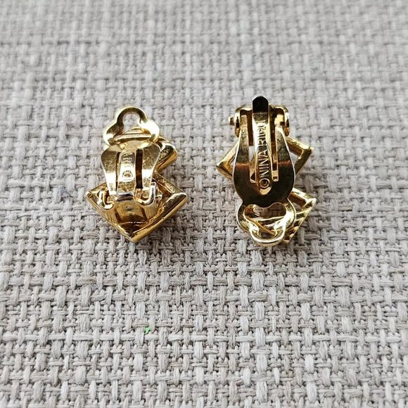 Nina Ricci Women Earrings Gold/Silver Ear Jewelry Clip On Stud Fashion Earrings - Picture 9 of 12